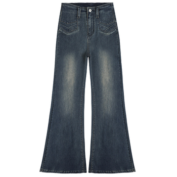 Дънки с висока талия, подплатени с флийс, микроеластични, повдигащи дупето, клеш