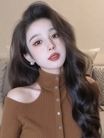 Плетен суичър с качулка за жени, Slim fit, ръкав тип принцеса, висока яка, дълги ръкави