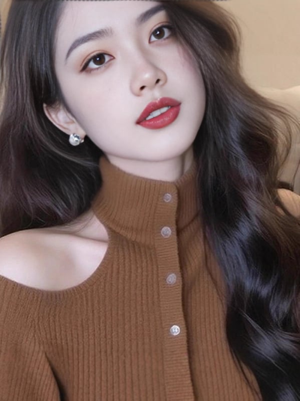 Плетен суичър с качулка за жени, Slim fit, ръкав тип принцеса, висока яка, дълги ръкави