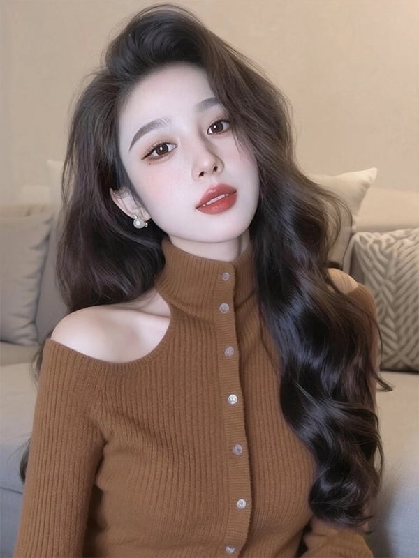 Плетен суичър с качулка за жени, Slim fit, ръкав тип принцеса, висока яка, дълги ръкави