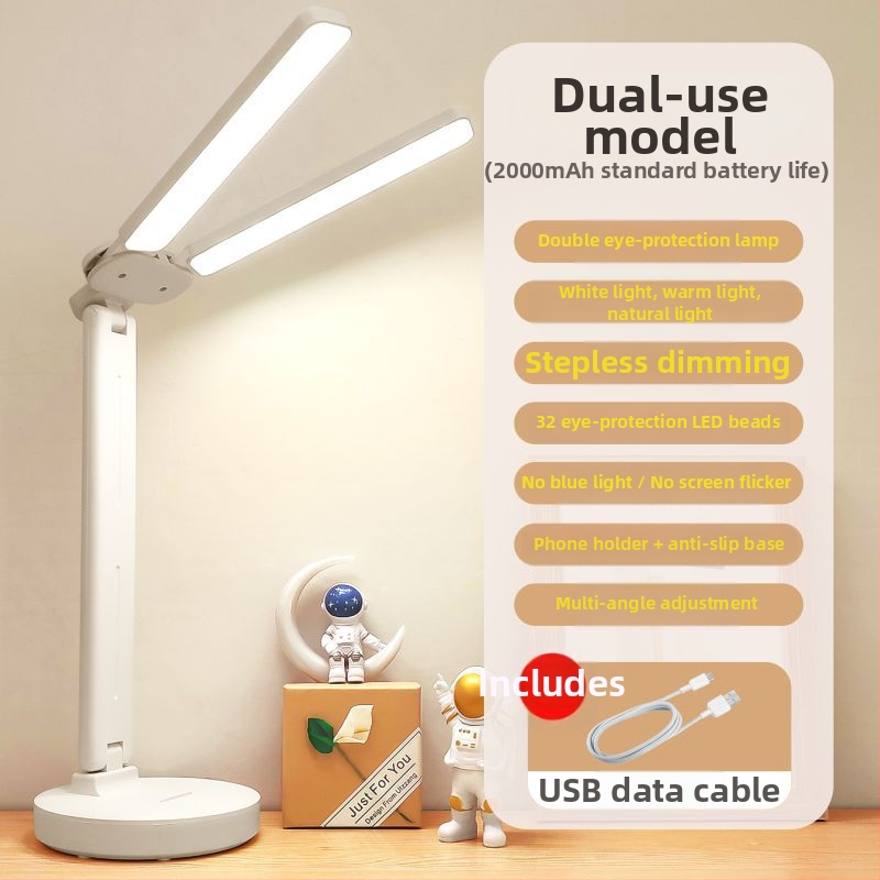 Sklopiva stolna lampa s dodirnim upravljanjem, ugrađena litijska baterija, svjetlosna lampa za čitanje s zaštitom vida, moderni minimalistički stil za studentski dom, CRI ≥ 90, napon ≤ 36V