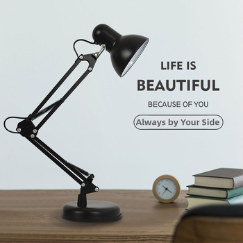 LED stolna lampa s dugim ramenom, zaštita očiju, metalni sjenil, američki utikač, model 811