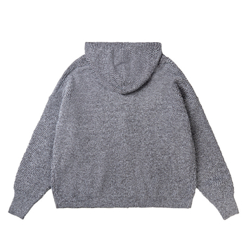Američki retro stil, čista kroj, kratka silueta, prugasti pleteni kardigan s kapuljom, unisex, topao i udoban