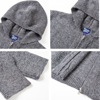 Američki retro stil, čista kroj, kratka silueta, prugasti pleteni kardigan s kapuljom, unisex, topao i udoban