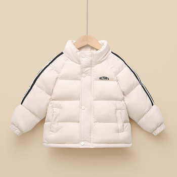 Παιδικό χοντρό χειμερινό μπουφάν με πλήρωση από πούπουλο πάπιας, unisex, χωρίς κουκούλα, φερμουάρ, για ηλικίες 3–8 ετών