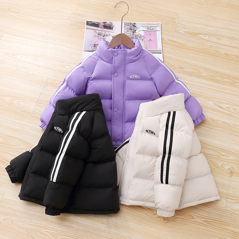Παιδικό χοντρό χειμερινό μπουφάν με πλήρωση από πούπουλο πάπιας, unisex, χωρίς κουκούλα, φερμουάρ, για ηλικίες 3–8 ετών