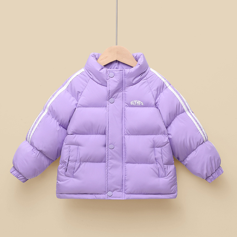 Παιδικό χοντρό χειμερινό μπουφάν με πλήρωση από πούπουλο πάπιας, unisex, χωρίς κουκούλα, φερμουάρ, για ηλικίες 3–8 ετών