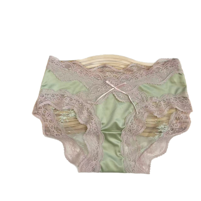 Női csipkés alsónemű, középső derék; fő anyag: nylon csipke; funkciók: lélegző, gyorsan száradó, antibakteriális; kötött anyag; pamut belső bélés