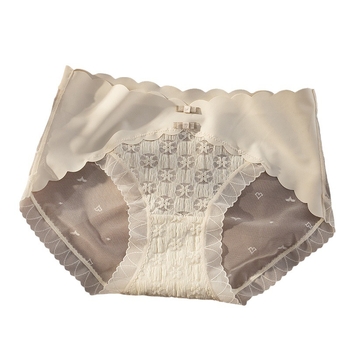 Női csipkés alsónemű Mulberry selyem intimbetéttel, középső derék, légáteresztő háló, fő anyag: nylon 90–95%, 61–70D
