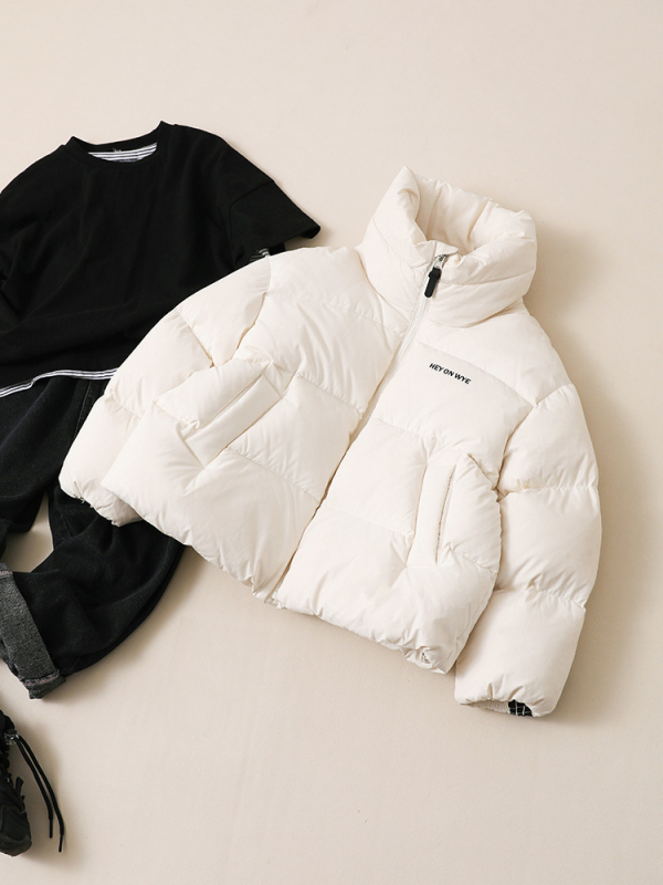 Geacă pentru copii cu puf, stil coreean, lungime scurtă, umplutură din puf de gâscă alb, iarnă 2024