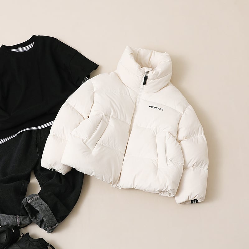 Geacă pentru copii cu puf, stil coreean, lungime scurtă, umplutură din puf de gâscă alb, iarnă 2024