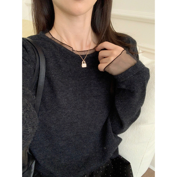 Kardigán-stílusú kötött pulóver, hosszú ujjú, kerek nyak, Mercerizált, 2025 ősz