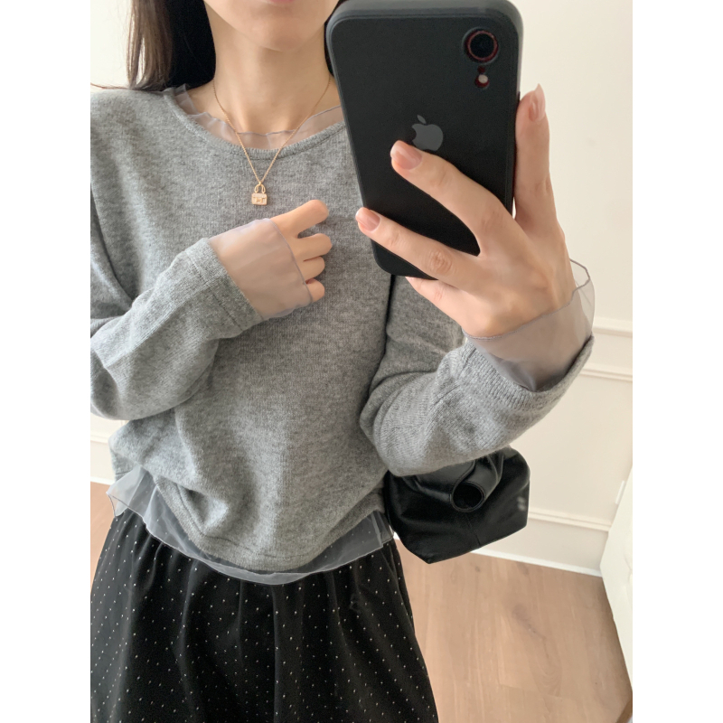 Kardigán-stílusú kötött pulóver, hosszú ujjú, kerek nyak, Mercerizált, 2025 ősz