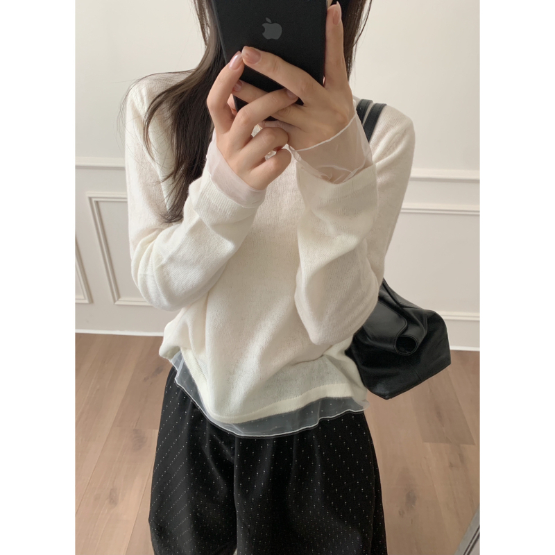 Kardigán-stílusú kötött pulóver, hosszú ujjú, kerek nyak, Mercerizált, 2025 ősz