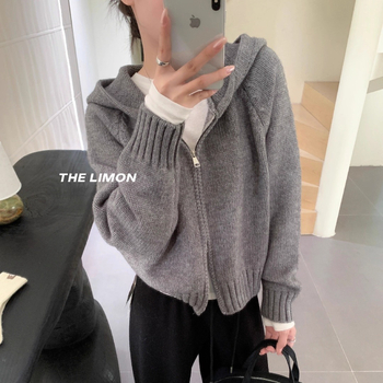 The Limon Lemon Green Tea kapucnis kardigán, poliészterből, dupla cipzárral, hosszú ujjú, téli szezon 2025