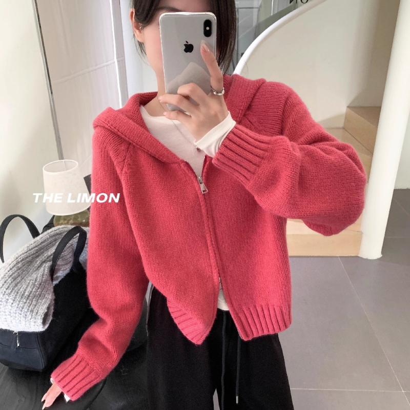 The Limon Lemon Green Tea kapucnis kardigán, poliészterből, dupla cipzárral, hosszú ujjú, téli szezon 2025