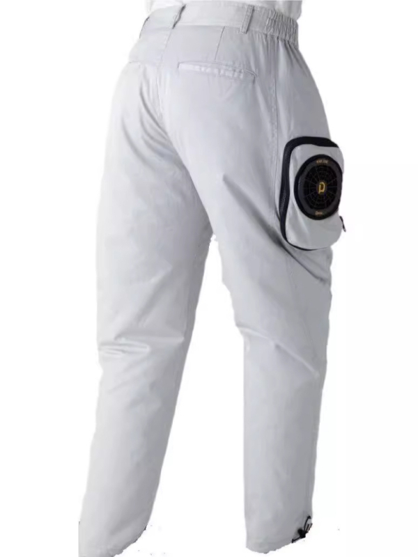 Férfi munkás casual nadrág - középmagas derekú, légáteresztő poliészter, egyenes szabású, mikroelasztikus, cipzár