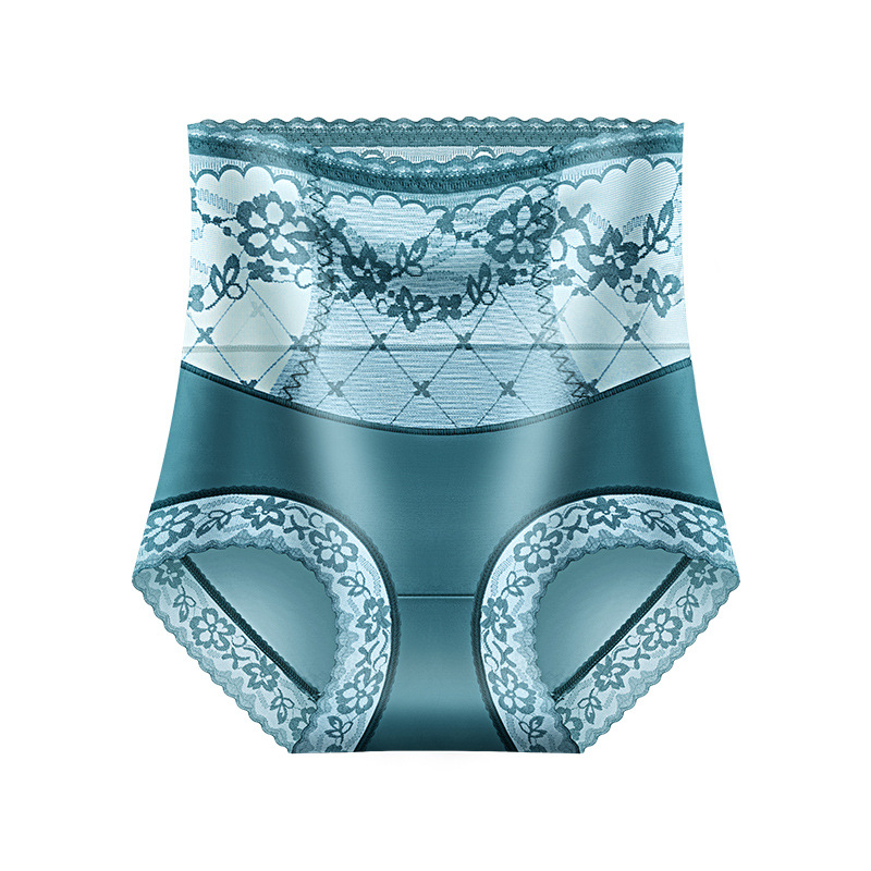 Magas derekú csipkés női alsó has- és fenékformázó funkcióval, 70–80% nylon, Mulberry selyem belső, antibakteriális, virágos mintázat