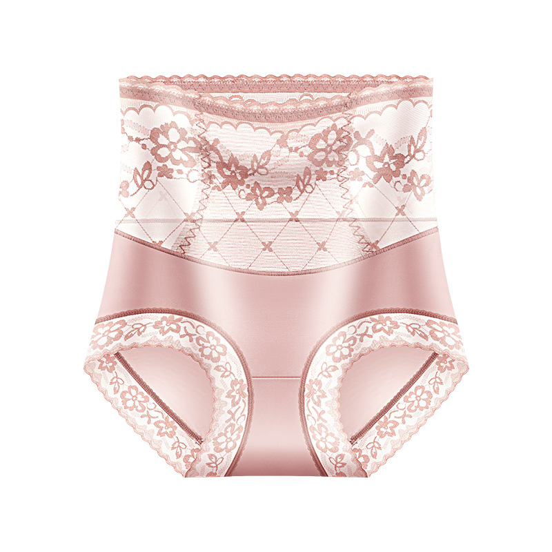 Magas derekú csipkés női alsó has- és fenékformázó funkcióval, 70–80% nylon, Mulberry selyem belső, antibakteriális, virágos mintázat