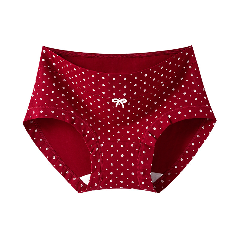 Női pamut boxer brief, lélegző, antibakteriális, virágos mintával, középső derekú