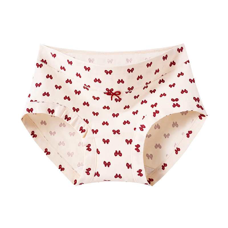 Női pamut boxer brief, lélegző, antibakteriális, virágos mintával, középső derekú