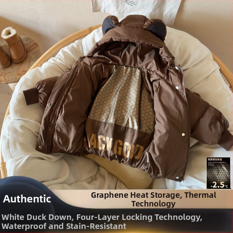 Gyerekeknek szóló kacsa tollal töltött pehelykabát, vinilon bélés, vastag, mindennapi stílus