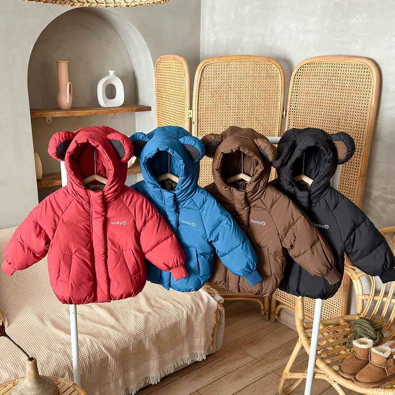 Gyerekeknek szóló kacsa tollal töltött pehelykabát, vinilon bélés, vastag, mindennapi stílus