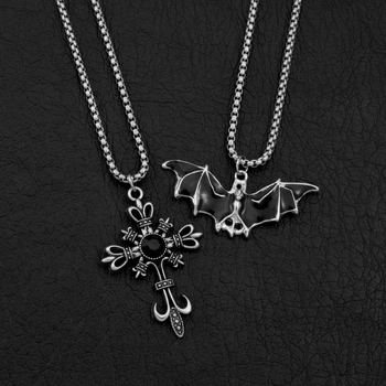 Lanț din oțel inoxidabil cu pandant cruce, lanț tip bilă, unisex, 21–50 cm