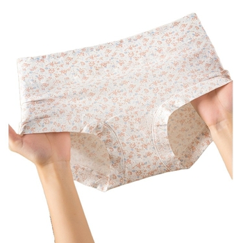 Női középmagos pamut alsónemű, virágos mintával, antibakteriális, lélegző, gyorsan száradó