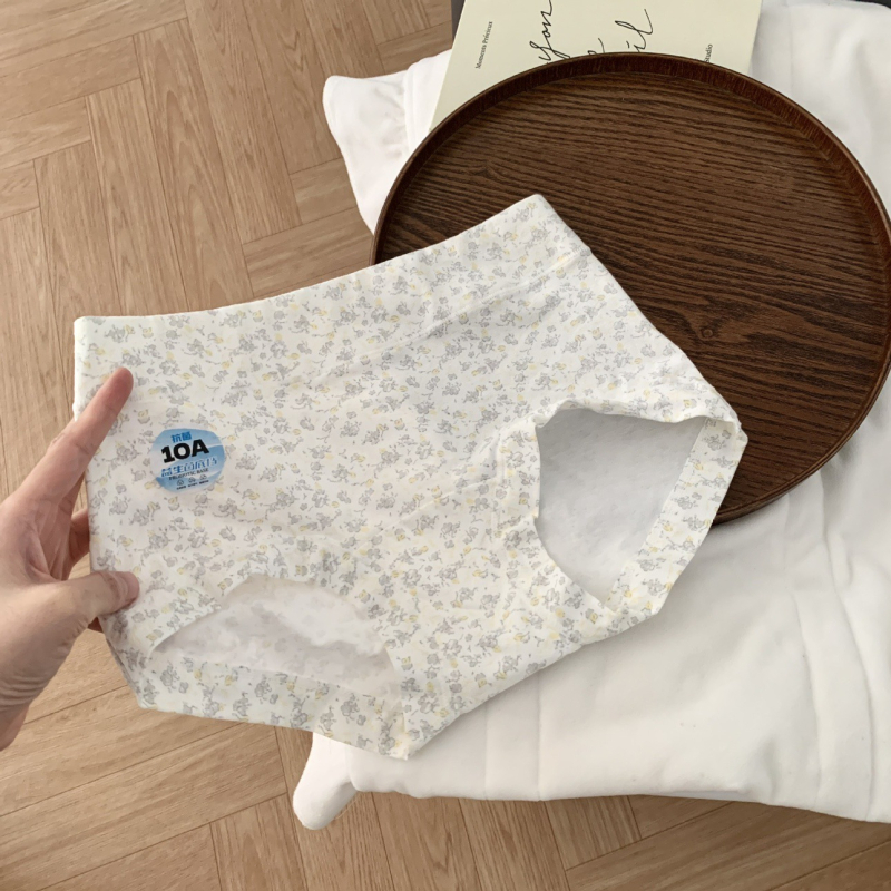 Női középmagos pamut alsónemű, virágos mintával, antibakteriális, lélegző, gyorsan száradó