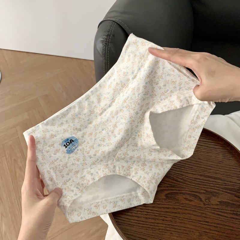 Női középmagos pamut alsónemű, virágos mintával, antibakteriális, lélegző, gyorsan száradó