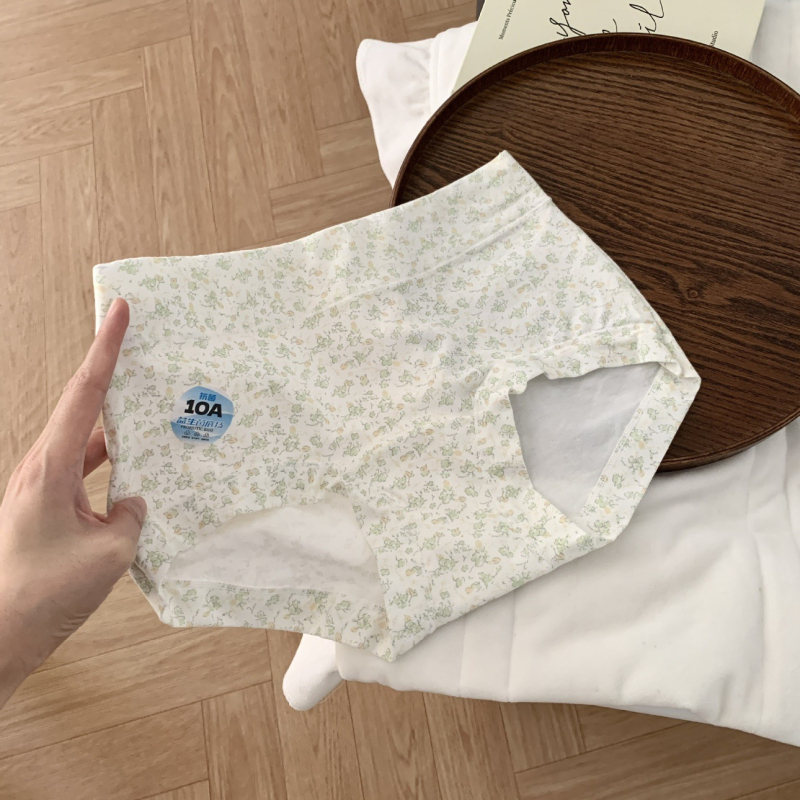 Női középmagos pamut alsónemű, virágos mintával, antibakteriális, lélegző, gyorsan száradó