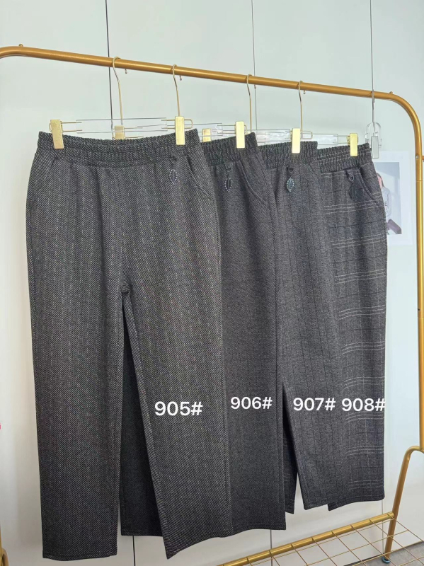 Kockás jacquard gyapjú nadrág középkorú nőknek, mindennapi, szűk fazon, bokáig érő hossz; anyag: jacquard gyapjú spandex 80–90%, poliészter 70–80%