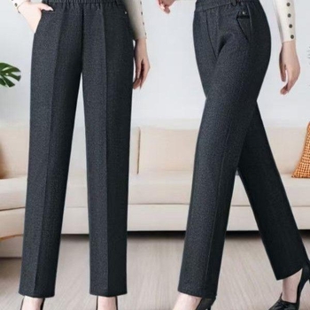 Női casual nadrág, elasztikus derék, egyenes szabás, hosszú, gyapjú keverékből készült anyag, közepes vastagság