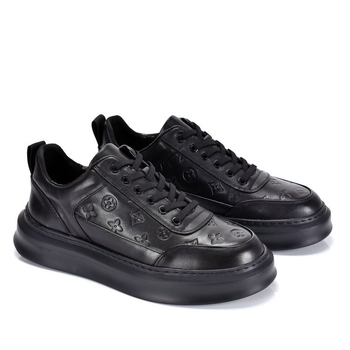 Férfi platformcipő, felsőrész: felsőréteg szarvasmarhabőrből, EVA talp, kerek orr, lapos sarok, belső talp természetes bőrből