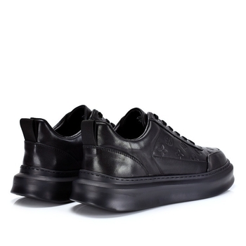 Férfi platformcipő, felsőrész: felsőréteg szarvasmarhabőrből, EVA talp, kerek orr, lapos sarok, belső talp természetes bőrből