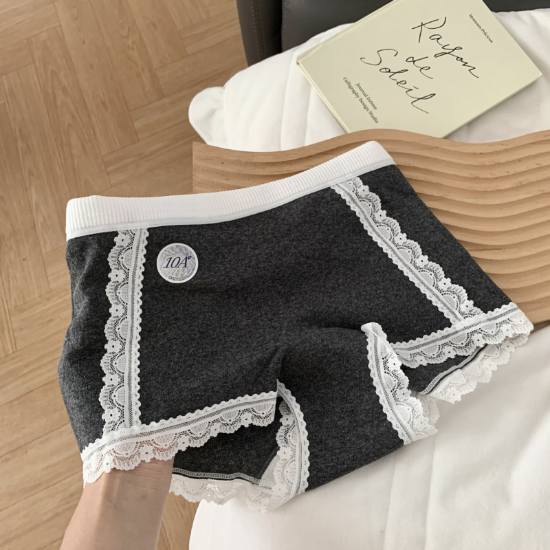 Lányoknak készült boxer briefs csipkés részletekkel, pamutból, középmagas derék, lélegző és antibakteriális ágyék