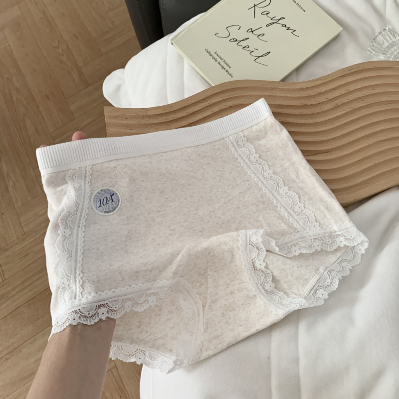 Lányoknak készült boxer briefs csipkés részletekkel, pamutból, középmagas derék, lélegző és antibakteriális ágyék