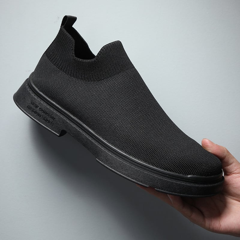 Muške prozračne slip-on casual tenisice, elastični pleteni gornji dio, gumena potplat, okrugli vrh, niska peta