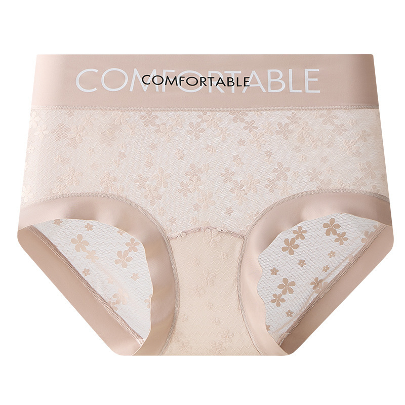 Nylon csipkés női bugyi hosszított ágyékkal, légáteresztő, antibakteriális, bélés Mulberry selyemből