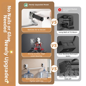 Suport prosoape cu ventuză – oțel inoxidabil și ABS, fără găuri, cu o singură bară pentru baie