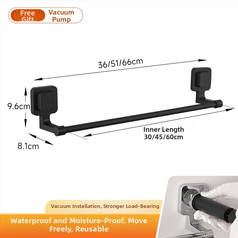 Suport prosoape cu ventuză – oțel inoxidabil și ABS, fără găuri, cu o singură bară pentru baie