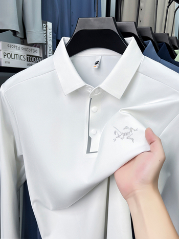 Polo majica s vezom, dugi rukav, labav kroj, najlon-spandeks smjesa, brzo se suši