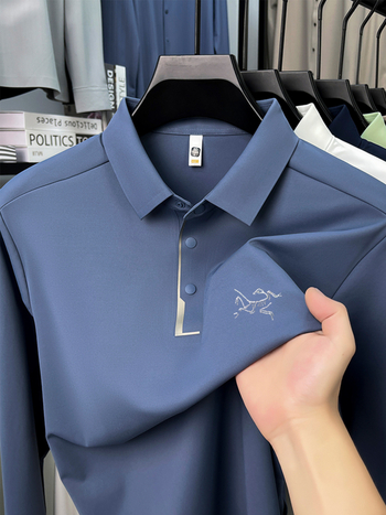 Polo majica s vezom, dugi rukav, labav kroj, najlon-spandeks smjesa, brzo se suši