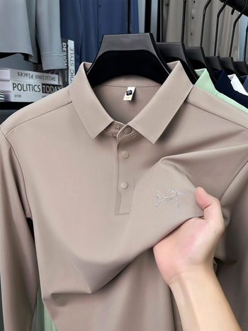 Polo majica s vezom, dugi rukav, labav kroj, najlon-spandeks smjesa, brzo se suši