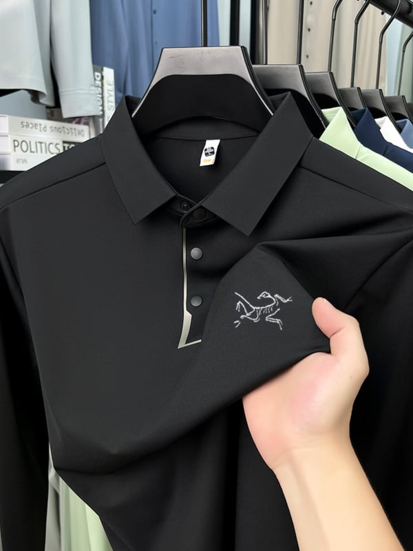 Polo majica s vezom, dugi rukav, labav kroj, najlon-spandeks smjesa, brzo se suši