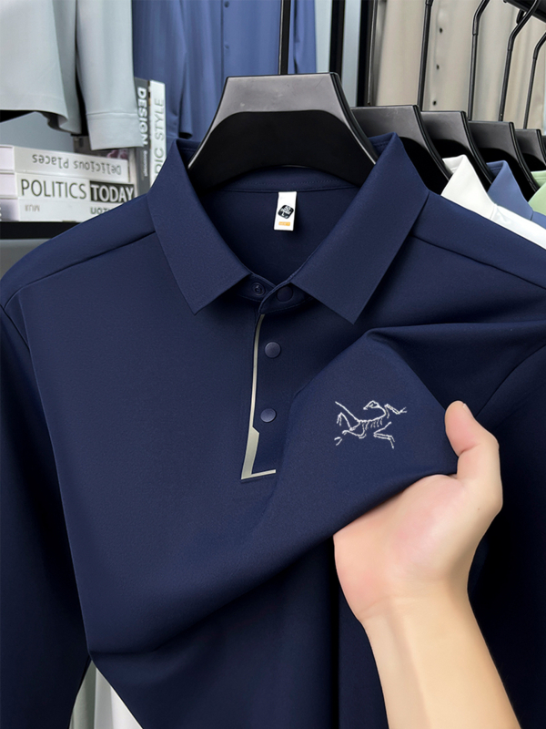 Polo majica s vezom, dugi rukav, labav kroj, najlon-spandeks smjesa, brzo se suši