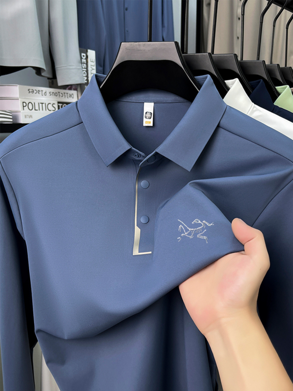 Polo majica s vezom, dugi rukav, labav kroj, najlon-spandeks smjesa, brzo se suši