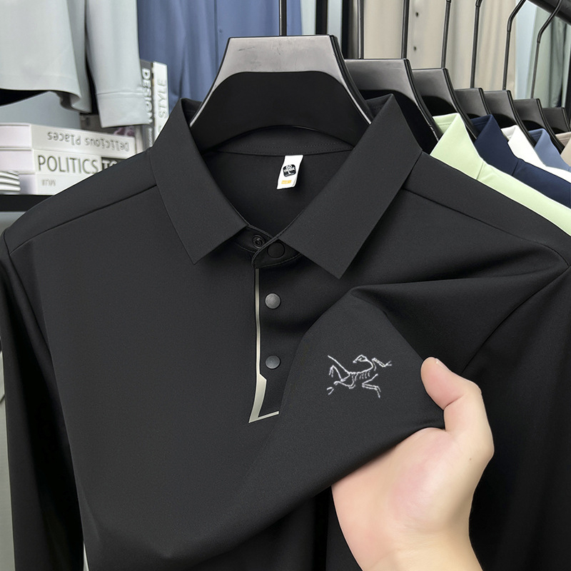 Polo majica s vezom, dugi rukav, labav kroj, najlon-spandeks smjesa, brzo se suši
