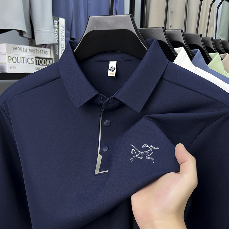 Polo majica s vezom, dugi rukav, labav kroj, najlon-spandeks smjesa, brzo se suši
